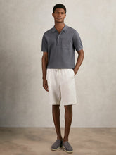 Men Press-Stud Seam-Detail Polo Shirt in Airforce Blue