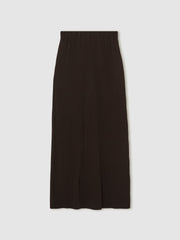Women Pleated Jersey Midi Skirt in Burgundy