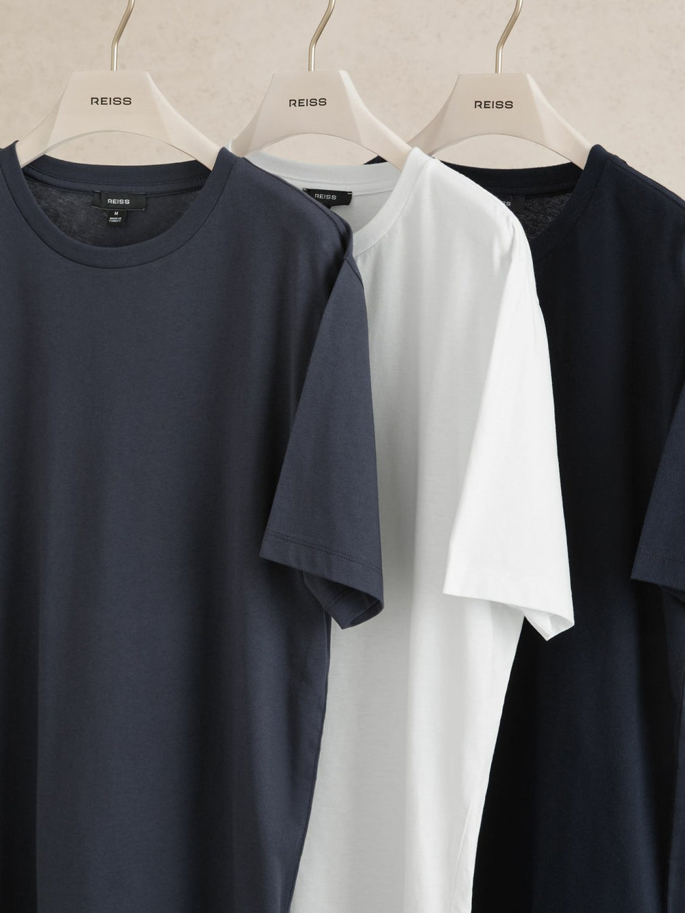 Men Cotton Crew-Neck T-shirts 3 Pack in White/Navy/Airforce Blue