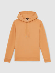 Men Interlock Jersey Drawstring Hoodie in Light Camel Brown
