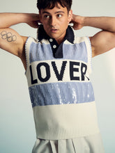 Men | Tom Daley Stripe Polo Vest in Soft Blue