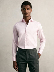 Men Slim Fit Slim-Fit Cotton-Sateen Shirt in Pink