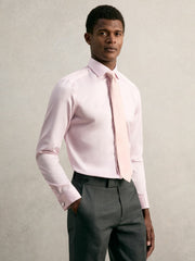 Men Slim Fit Slim-Fit Cotton-Sateen Shirt in Pink