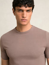 Men Stretch-Cotton Crew-Neck T-Shirt in Taupe Brown