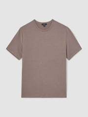 Men Stretch-Cotton Crew-Neck T-Shirt in Taupe Brown