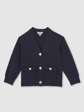Children & Baby 13-14 yrs Knitted Embossed-Button Cardigan in Navy