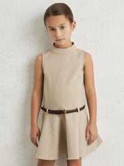 Children & Baby 3-9 yrs Drop Waist Belted Sleeveless Dress in Neutral