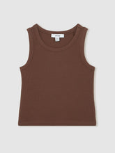 Children & Baby 13-14 yrs Stretch-Cotton Ribbed Vest in Chocolate
