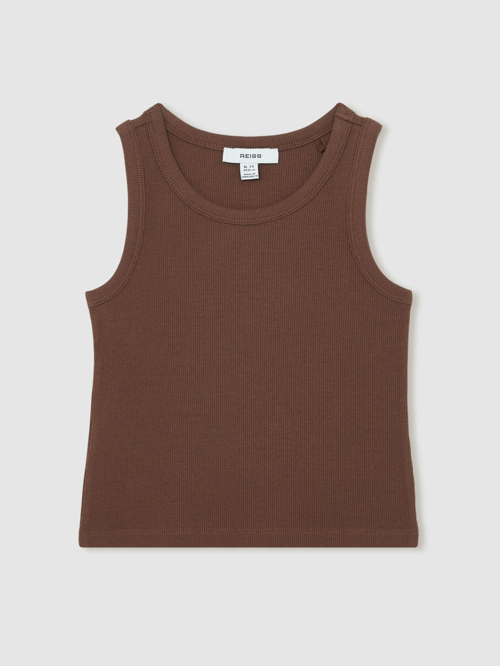 Children & Baby 3-9 yrs Stretch-Cotton Ribbed Vest in Chocolate