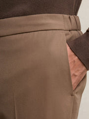Men Slim-Fit Internal-Drawstring Trousers in Camel