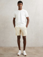 Men Paige Cotton Chino Shorts with Stretch in Cream