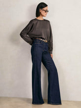 Women Satin Button-Back Long-Sleeve Top in Mauve