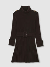 Children & Baby 13-14 yrs Rib-Knit Roll-Neck Belted Dress in Chocolate