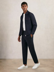 Men Tapered Knitted Trousers in Navy