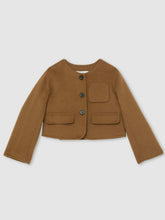 Children & Baby 13-14 yrs Wool-Blend Cropped Collarless Jacket in Camel