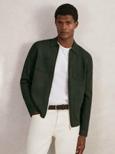Men Four-Pocket Zip-Through Cardigan in Forest Green