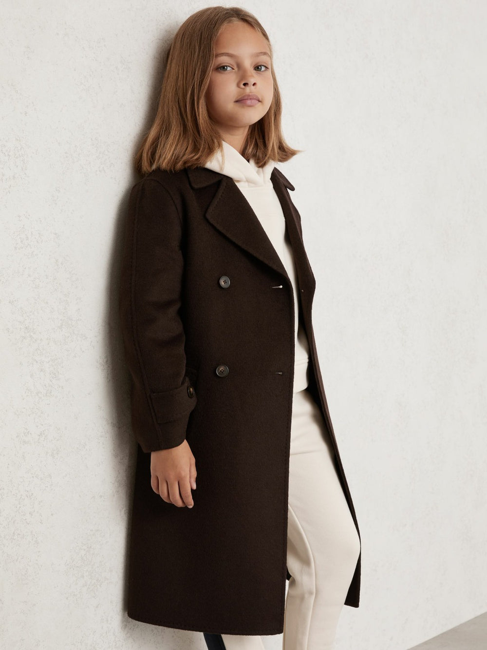 Children & Baby 3-9 yrs Double-Breasted Blindseam Wool-Blend Coat in Chocolate Brown
