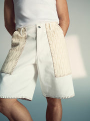 Men | Tom Daley Crochet Denim Shorts in Off White