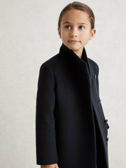 Children & Baby Wool-Blend Funnel-Neck Coat in Navy