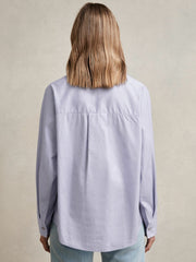 Women Cotton Button Through Oxford Shirt in Blue