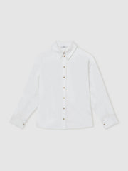 Women Cotton Button Through Oxford Shirt in White