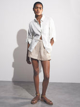 Women Linen-Blend Drawstring Shorts in Neutral