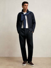 Men Lyocell Cotton Wide Utility Trousers in Navy