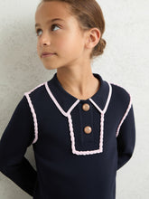 Children & Baby 3-9 yrs Piped Knitted Collar Top in Navy
