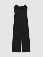 Women Structured Strapless Wide-Leg Jumpsuit in Black