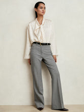 Women Check Flared Suit Trousers in Grey