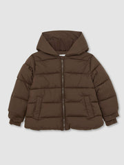 Children & Baby 3-9 yrs Short Hooded Puffer Coat in Chocolate