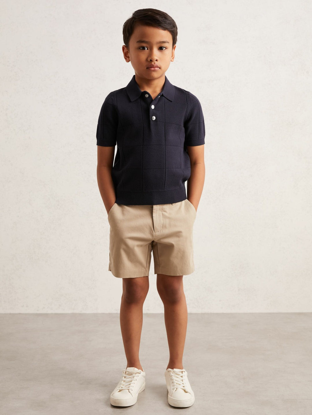 Children & Baby 3-9 yrs Stitch-Detail Press-Stud Polo Shirt in Navy Blue