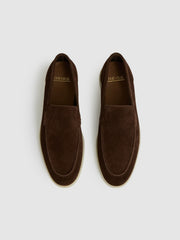 Men Suede Slip-On Loafers in Chocolate Brown