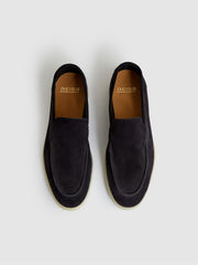 Men Suede Slip-On Loafers in Navy