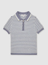 Children & Baby 13-14 yrs Knitted Stripe Half-Zip Polo Shirt in Blue/White