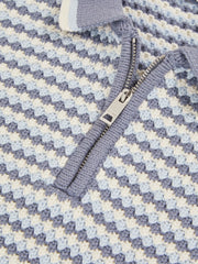 Children & Baby 13-14 yrs Knitted Stripe Half-Zip Polo Shirt in Blue/White