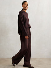 Women Wide Leg Elasticated Waist Trousers in Burgundy