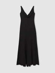 Women Cowl-Neck Sleeveless Maxi Dress in Black