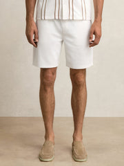 Men Textured Drawstring Shorts in White