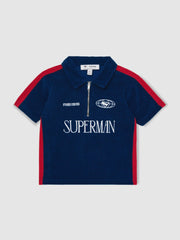 Children & Baby 9-13 yrs Superman Towelling Polo Shirt in Blue/Red