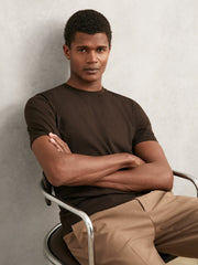 Men Cotton Crew Neck T-Shirt in Coco Brown