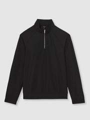Men Half-Zip Funnel-Neck Sweatshirt in Black