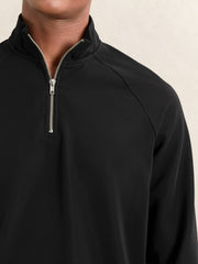 Men Half-Zip Funnel-Neck Sweatshirt in Black