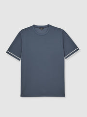 Men Textured Crew-Neck Tipped T-Shirt in Airforce Blue