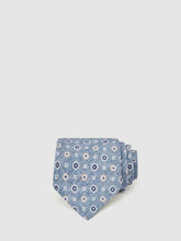 Men Silk Floral-Medallion Tie in Soft Blue