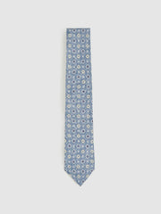 Men Silk Floral-Medallion Tie in Soft Blue