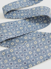 Men Silk Floral-Medallion Tie in Soft Blue