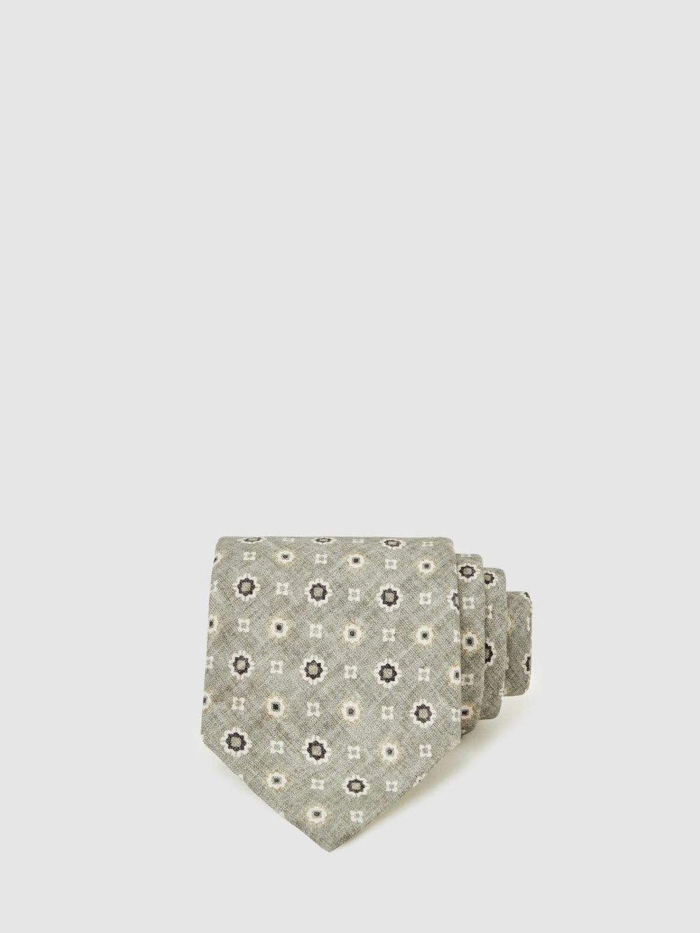 Men Silk Floral-Medallion Tie in Soft Sage