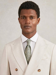 Men Silk Floral-Medallion Tie in Soft Sage