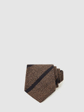Men Wool-Silk Striped Tie in Chocolate Brown
